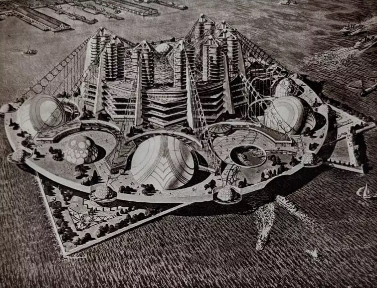 La visión futurista de Frank Lloyd Wright para la isla Ellis